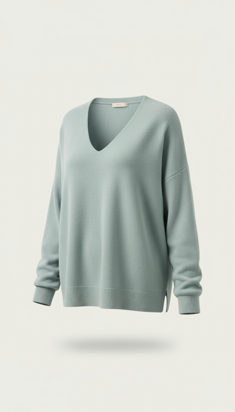 Relaxed fit v-neck sweater in misty sage