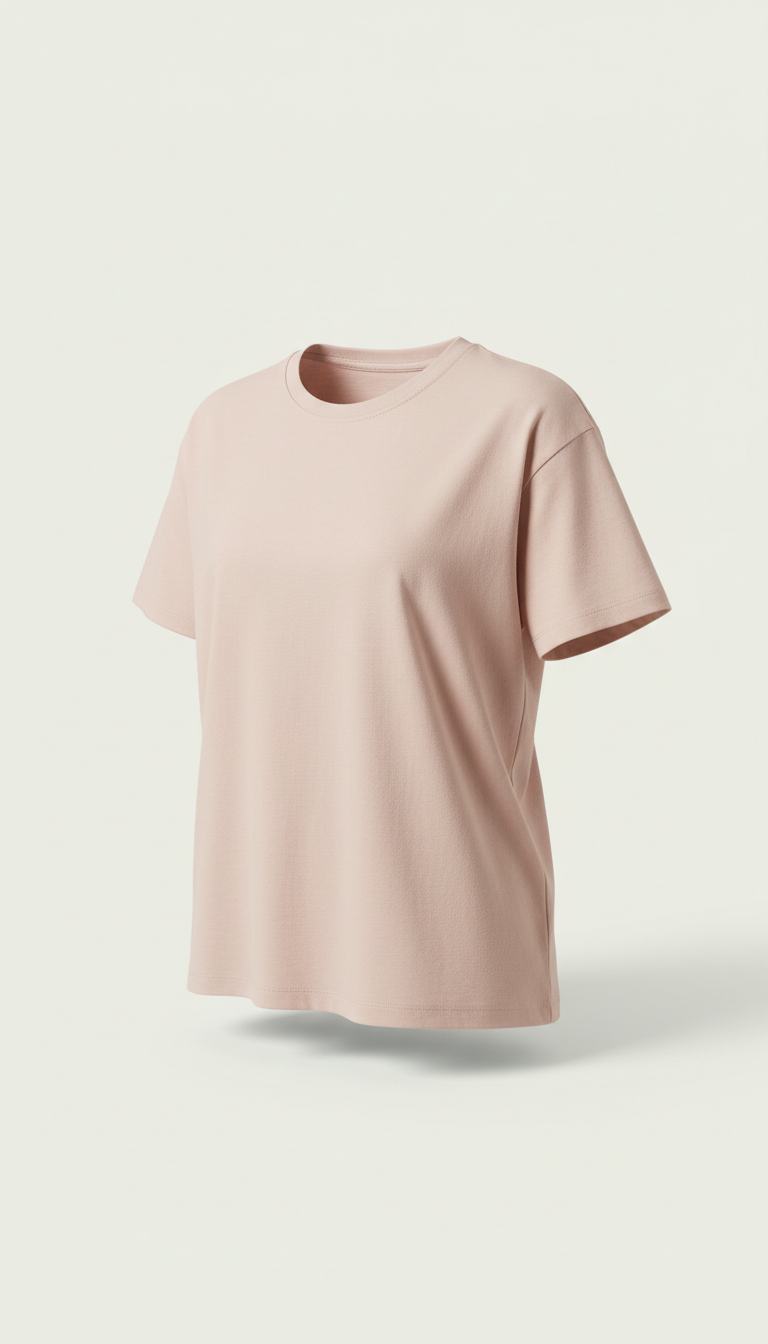Cotton crew neck t-shirt in blush petal