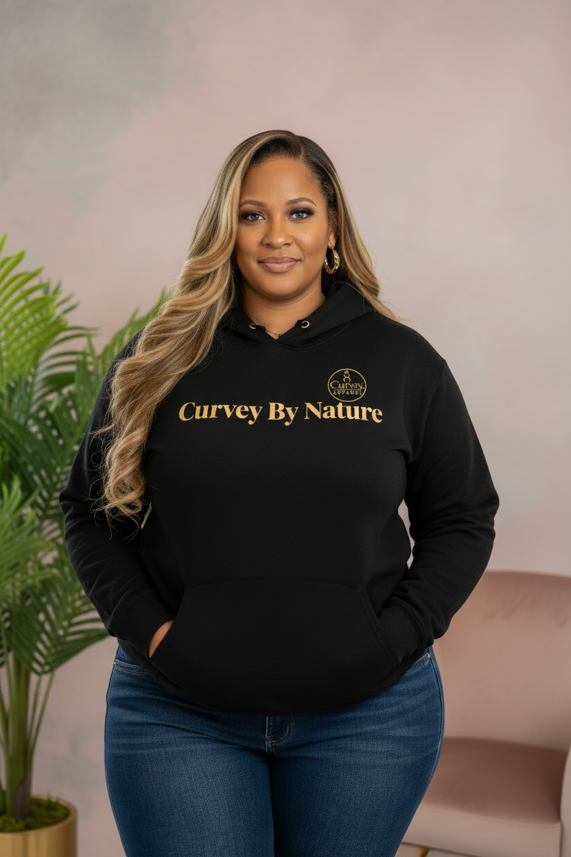 Curvey By Nature Black Hoodie with Logo
