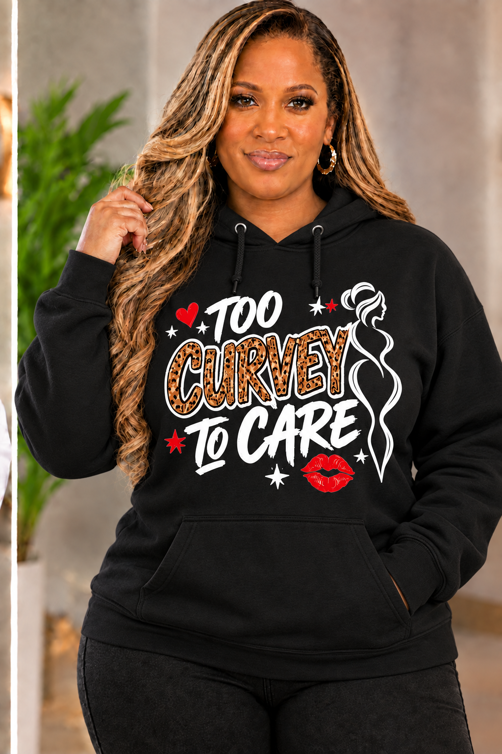 TOO CURVEY TO CARE HOODIE